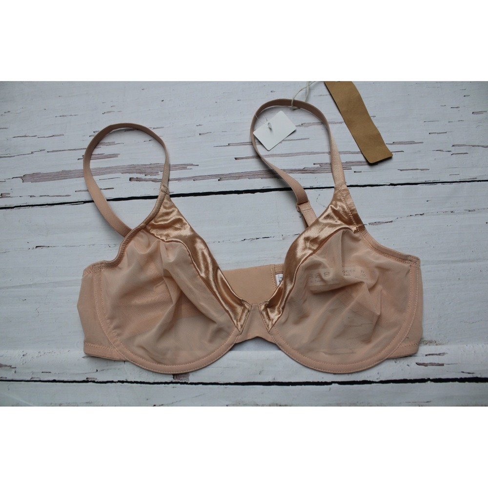 Wingslove Sheer Mesh Underwire Bra Unlined Pink Nude 34D Minimalist